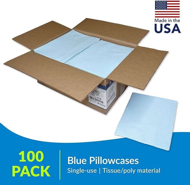 Avalon 703 Disposable Pillowcases, Blue, 21” Wide x 30” Long (Pack of 100) ― Single-Use Pillowcases ― Tissue with Poly Back to Help Prevent Leak-Through ― Pebble Embossed ― Medical Supplies - Image 2