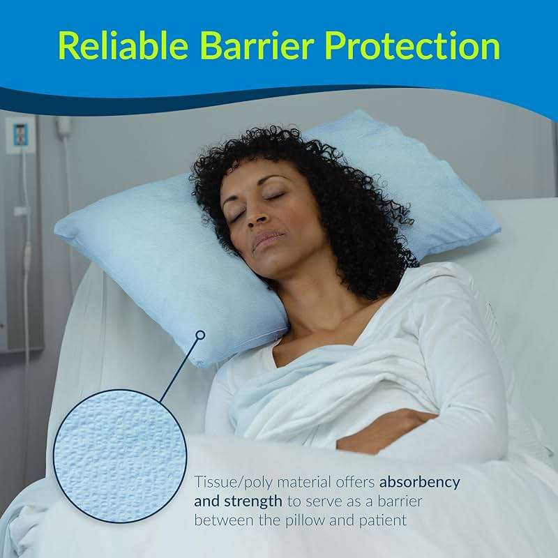 Avalon 703 Disposable Pillowcases, Blue, 21” Wide x 30” Long (Pack of 100) ― Single-Use Pillowcases ― Tissue with Poly Back to Help Prevent Leak-Through ― Pebble Embossed ― Medical Supplies - Image 5