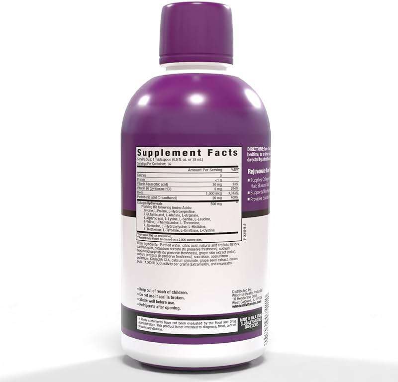 Rejuvicare Liquid Collagen Beauty Formula with Amino Acids, Protein and Biotin, Delicious Grape Flavor, Purple 16 oz ,32 servings - Image 2