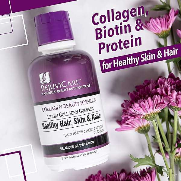 Rejuvicare Liquid Collagen Beauty Formula with Amino Acids, Protein and Biotin, Delicious Grape Flavor, Purple 16 oz ,32 servings - Image 3