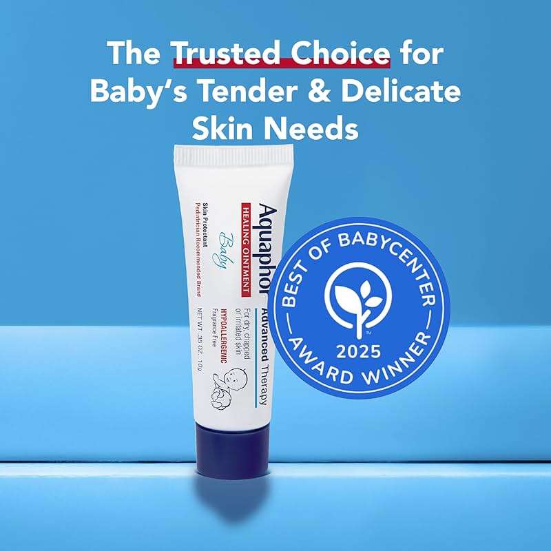 Aquaphor Baby Healing Ointment Advanced Therapy Skin Protectant for Chapped or Dry Skin, Drool Rash and Diaper Rash Ointment, Hypoallergenic Baby Essentials, Travel Size, 0.35 Oz Tube, Pack of 2 - Image 3