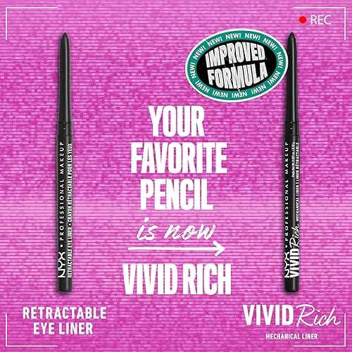 NYX PROFESSIONAL MAKEUP Mechanical Eye Pencil,Vivid Rich Mechanical, Creamy Retractable Eyeliner - Always Onyx, Black Eyeliner - Image 2
