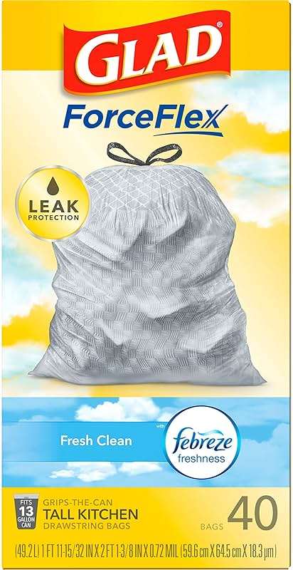 Glad ForceFlex Tall Kitchen Trash Bags, 13 Gallon, Gain Fresh Clean, 40 Count (Package May Vary) - Image 10