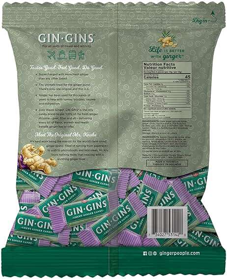 GIN GINS Original Ginger Chews – Natural Fresh Ginger Candy by The Ginger People – Individually Wrapped Healthy Candy – Original Flavor – Large 1 lb Bag (16oz) – Pack of 1 - Image 3