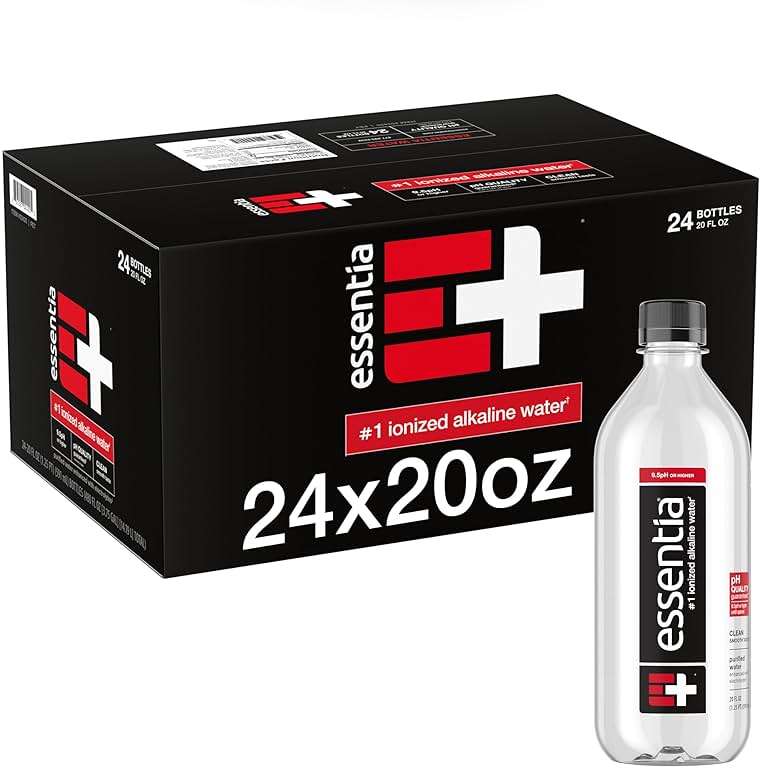 Essentia Water LLC, Ionized Alkaline Bottled Water; 99.9% Pure, Infused with Electrolytes, 9.5 pH or Higher a Clean, Smooth Taste, 20 Fl Oz (Pack of 24) - Image 1