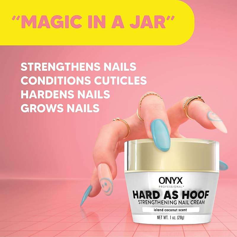 Onyx Professional Hard as Hoof Nail Strengthening Cream - Nail Growth, Strengthener & Repair Conditioning Cuticle Cream for Split, Cracked and Damaged Toe & Fingernails, 1 oz, Island Coconut Scent - Image 4