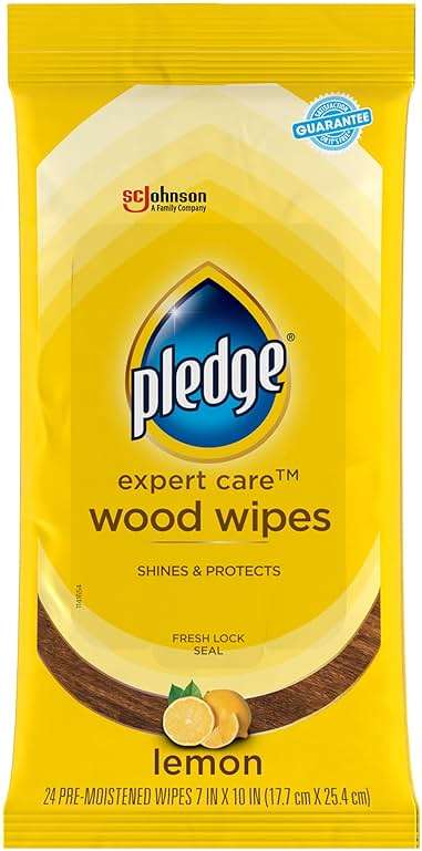 Pledge Expert Care Enhancing Wood Wipes, Lemon Scent, 24 Count - Image 1