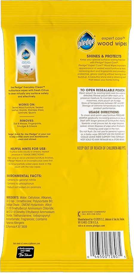 Pledge Expert Care Enhancing Wood Wipes, Lemon Scent, 24 Count - Image 10