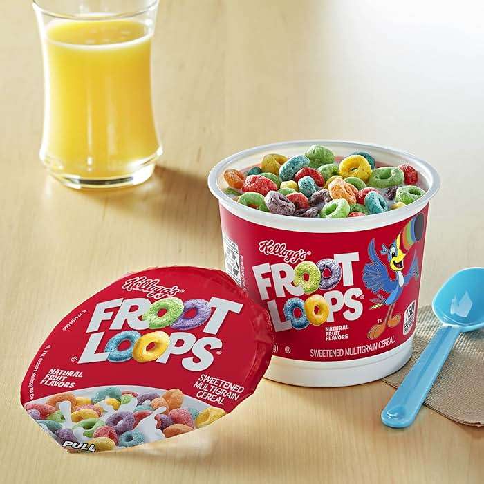 Kellogg's Froot Loops Breakfast Cereal Cups, Fruit Flavored, Breakfast Snacks with Vitamin C, Original, 18oz Case (12 Cups) - Image 5