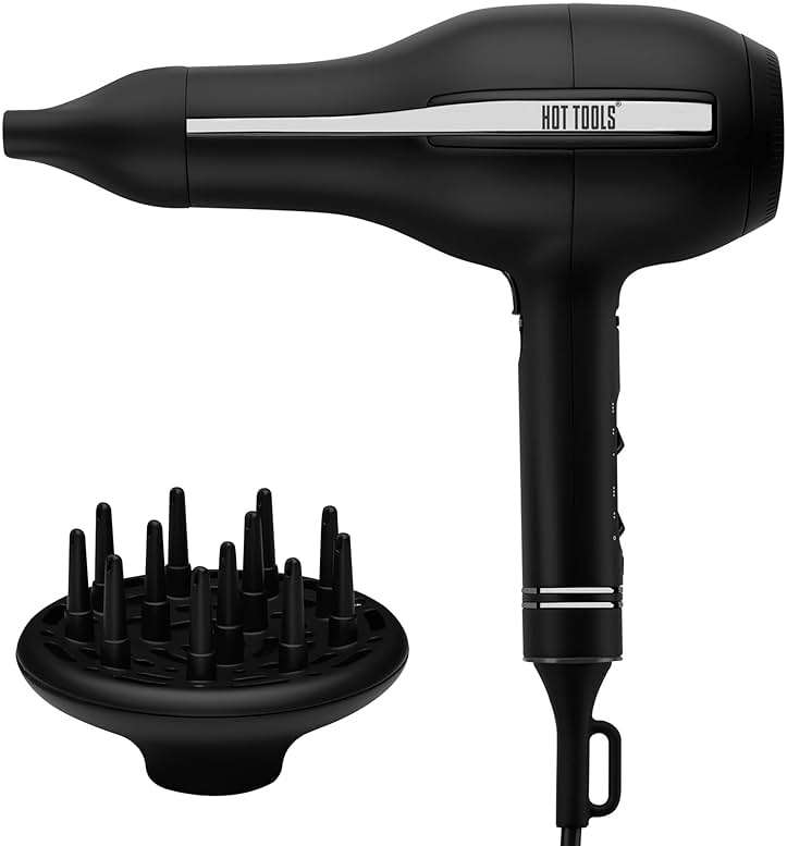 HOT TOOLS Pro Artist Black Gold Hair Dryer - Fast Drying with Even Heating for Less Damage and Dual Voltage, Travel Hair Dryer - 2000 Watts - Image 1