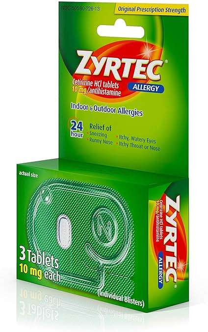 Zyrtec 24 Hour Allergy Relief Tablets, Antihistamine Indoor & Outdoor Anti Allergy Medicine + Cetirizine HCl, Relief from Runny Nose, Sneezing, & Itchy Eyes, Single Packs, 3 x 1 ct Packets - Image 12