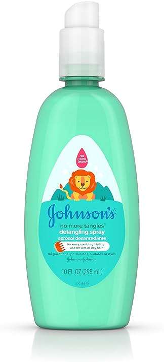Johnson's No More Tangles Toddler & Kids Detangling Spray to Unlock Knots in Hair, Hypoallergenic & Paraben-Free, No More Tears Tear-Free Formula For Wet or Dry Hair, 10 fl. oz - Image 1