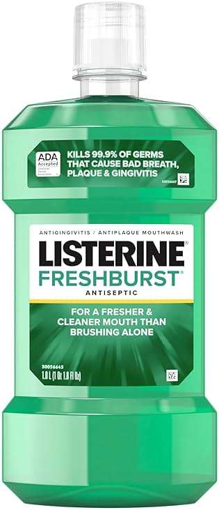 Listerine - 8679 Freshburst Antiseptic Mouthwash with Germ-Killing Oral Care Formula to Fight Bad Breath, Plaque and Gingivitis, 1 L - Image 1