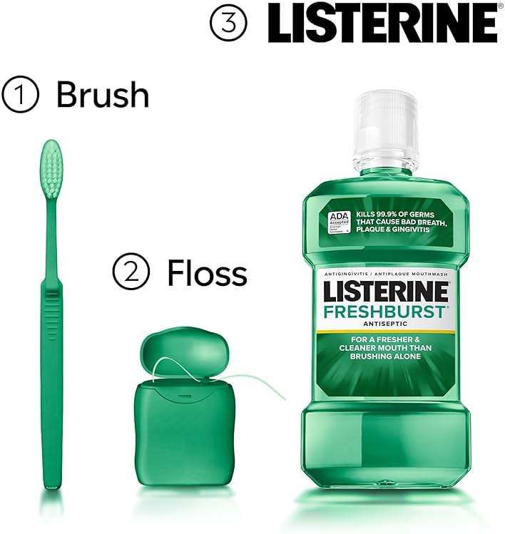 Listerine - 8679 Freshburst Antiseptic Mouthwash with Germ-Killing Oral Care Formula to Fight Bad Breath, Plaque and Gingivitis, 1 L - Image 6