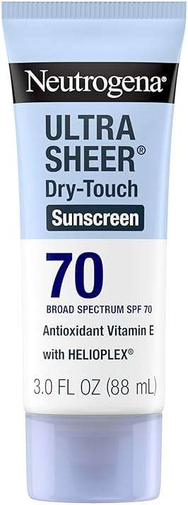 Neutrogena Ultra Sheer Dry-Touch Sunscreen Lotion SPF 70, Broad Spectrum, Water Resistant 80 Min, Oil-Free, Oxybenzone-Free, Non-Comedogenic, Matte Finish, Body Sunscreen, Travel Size 3 Fl Oz - Image 1