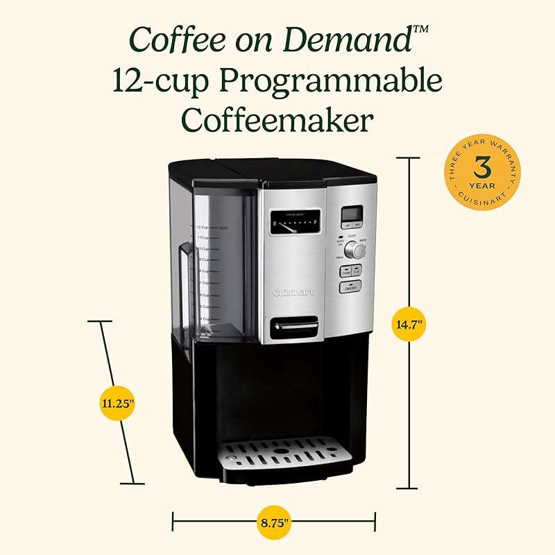 Cuisinart Coffee Maker, 12 Cup Programmable Drip Coffeemaker with Auto Shut-Off, Self cleaning, Home & Office Coffee Machine, DCC-3000NAS, Black - Image 2