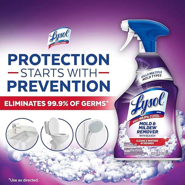 Lysol Mold & Mildew Remover Spray, Bathroom & Shower Cleaner, Disinfectant Spray, Stain Remover with Bleach, Tough on Black Mold, Multipurpose Cleaner for Home and Kitchen, 32oz - Image 6