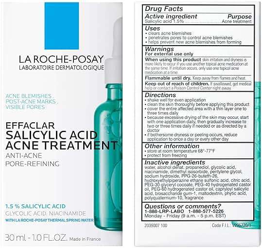 La Roche-Posay Effaclar 1.5% Salicylic Acid Serum, Acne Treatment For Face With Glycolic Acid & Niacinamide, Acne Serum Helps Clear Blackheads, Whiteheads, Pimples & Reduces Post Acne Marks - Image 7