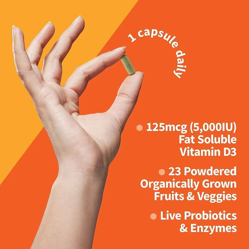 Garden of Life Vitamin D3 5000 IU, Raw Whole Food Supplements with Chlorella, Fruit, Veggies & Probiotics for Bone & Immune Health, 60 Vegetarian Capsules - Image 4