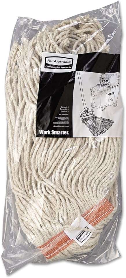Rubbermaid F11612 Premium Cut-End Cotton Wet Mop Head 16oz White 1" Orange Band 12/Carton - Image 3