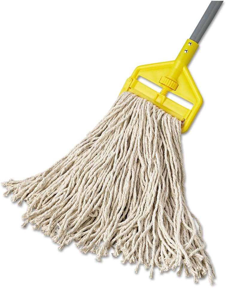 Rubbermaid F11612 Premium Cut-End Cotton Wet Mop Head 16oz White 1" Orange Band 12/Carton - Image 4