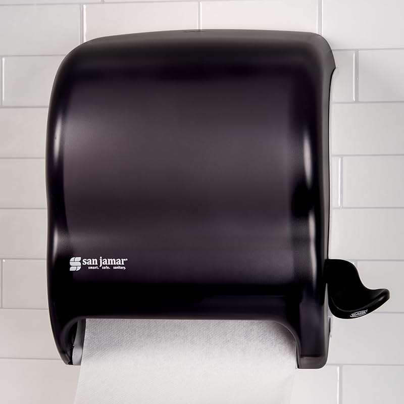 San Jamar Classic Element Paper Towel Dispenser Wall-Mounted Commercial Roll Dispenser, Fits All Core Sizes with Lever for Bathroom, Kitchens, and Restaurants, Plastic, Universal Paper, Black Pearl - Image 2