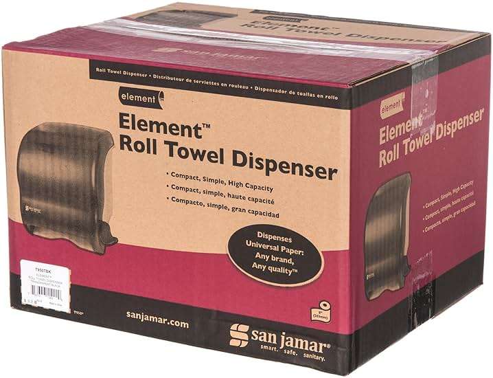San Jamar Classic Element Paper Towel Dispenser Wall-Mounted Commercial Roll Dispenser, Fits All Core Sizes with Lever for Bathroom, Kitchens, and Restaurants, Plastic, Universal Paper, Black Pearl - Image 9