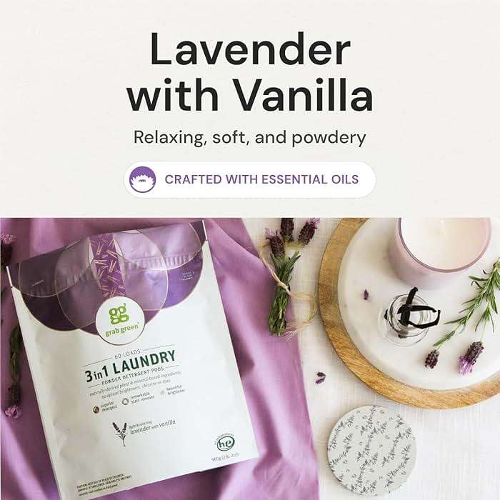 Grab Green 3-in-1 Laundry Detergent Pods, 60 Count, Lavender Vanilla Scent, Plant and Mineral Based, Superior Cleaning Power, Stain Remover, Brightens Clothes - Image 6