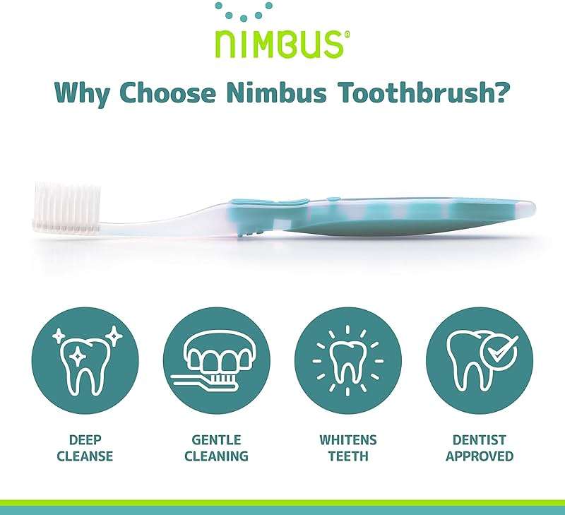 NIMBUS Extra Soft Toothbrushes (Regular Size Head), Periodontist Design Tapered Bristles for Sensitive Teeth & Receding Gums (5 Pack, Colors May Vary) - Image 4