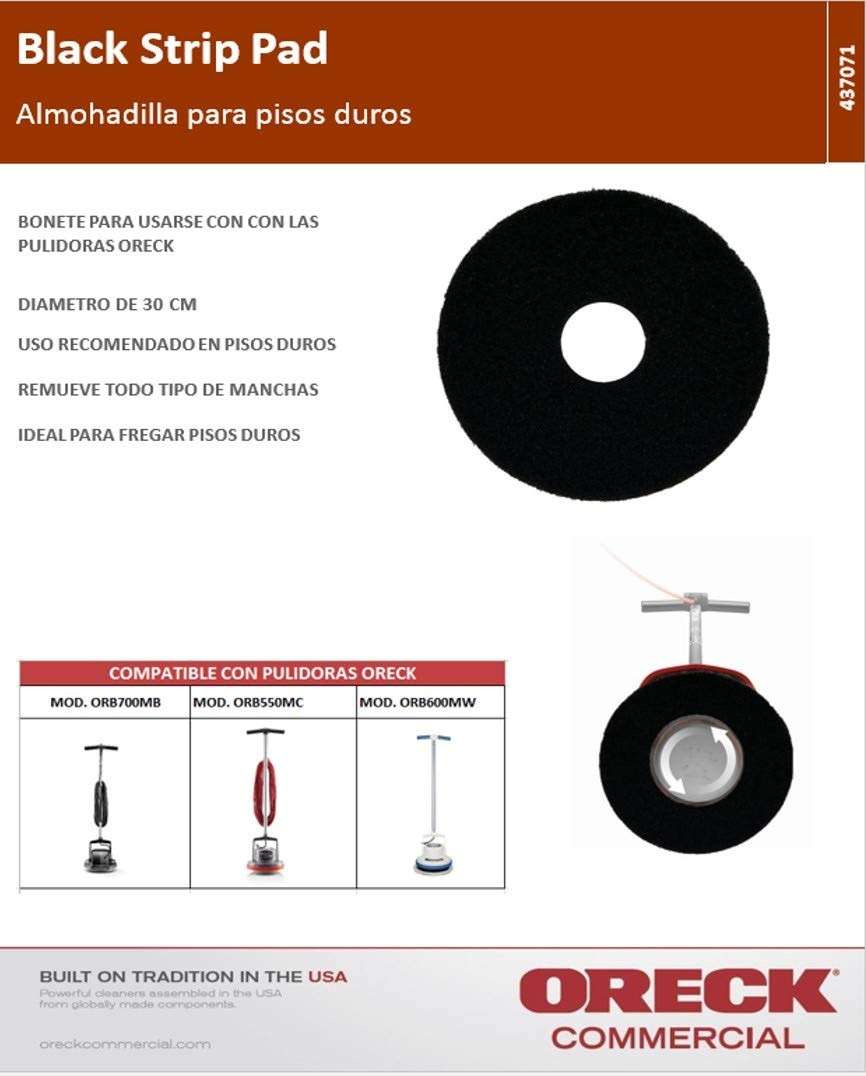 Oreck Commercial 437071 Strip Orbiter Pad, 12 in. Diameter, Most Aggressive Scrub Pad, Use with ORB550MC Oreck Commercial Orbiter Hard Floor Cleaner Machine - Image 3