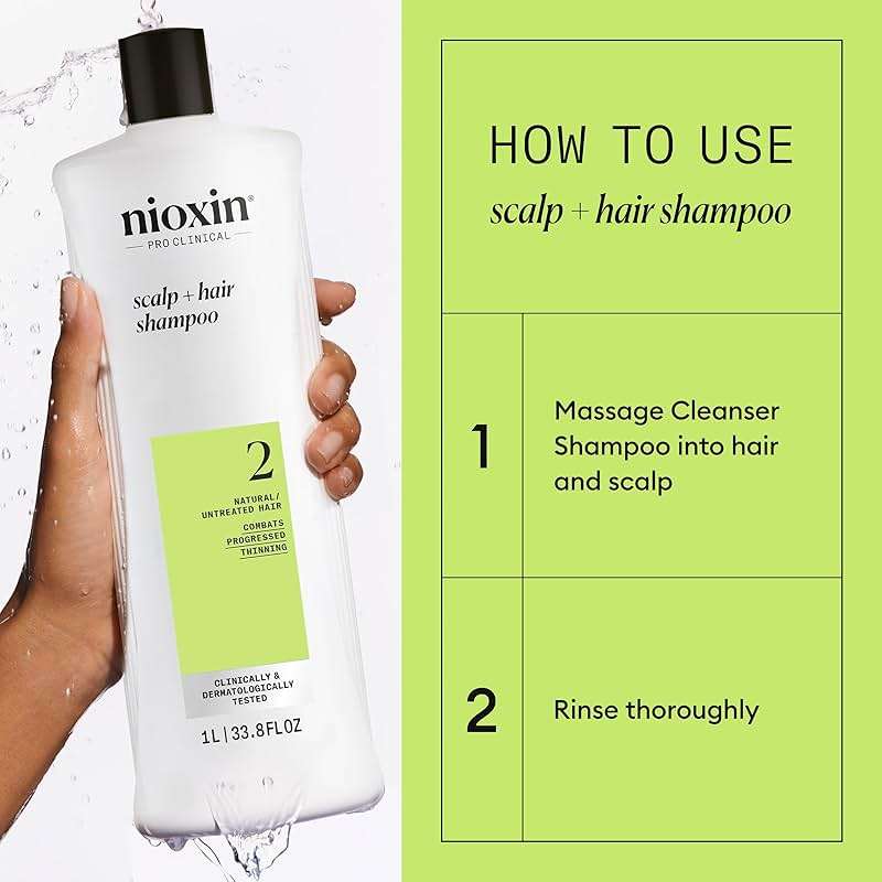 Nioxin System 2 Scalp + Hair Thickening Shampoo for Natural Hair with Progressed Thinning | Cleanse & Boost Hair Density with Niacinamide & Biotin - Image 7
