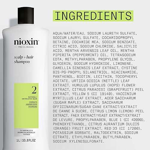 Nioxin System 2 Scalp + Hair Thickening Shampoo for Natural Hair with Progressed Thinning | Cleanse & Boost Hair Density with Niacinamide & Biotin - Image 9