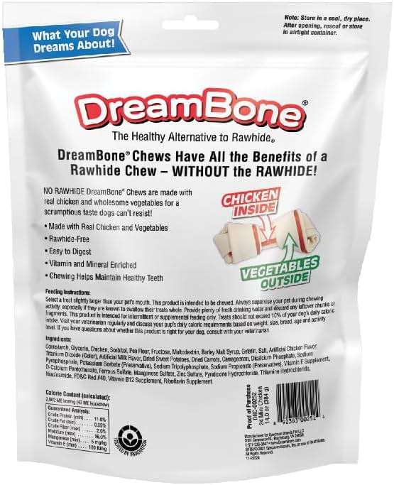 DreamBone Chicken Mini Bone Dog Treats, Daily Rawhide-Free Chew, Digests Safely and Completely, With Real Protein, Chicken and Veggies, 24 count - Image 4