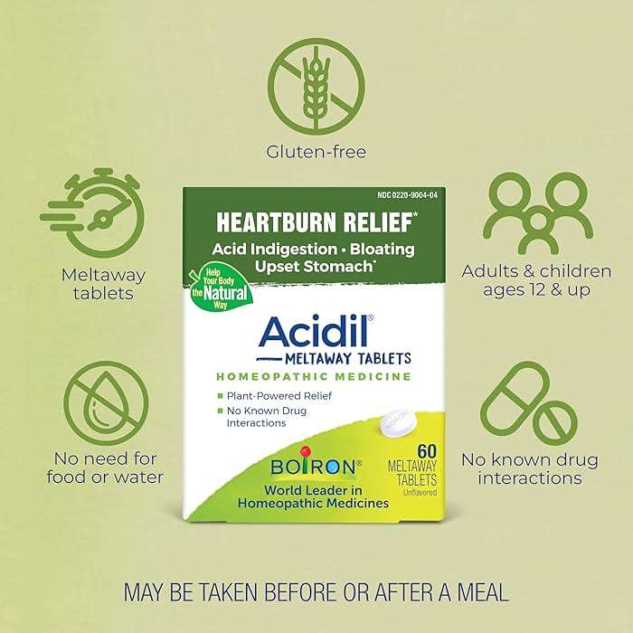 Boiron Acidil for Relief of Acid Reflux, Heartburn, Indigestion, and Upset Stomach - 60 Count - Image 5