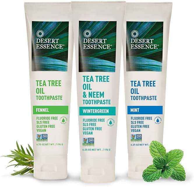 Desert Essence Tea Tree Oil & Neem Toothpaste - Fluoride-Free, Gluten-Free, SLS Free Formula - Vegan, Herbal Toothpaste for Plaque Reduction - Wintergreen Flavor, 6.25 oz - Image 9