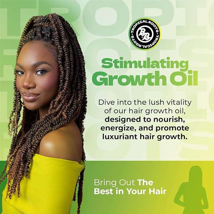 Bronner Bros Tropical Roots Stimulating Growth Oil – Lightweight Scalp and Hair Oil for Healthy, Frizz-Free Hair & Lock-in Moisture & Shine – with Pineapple & Guava, For All Hair Types, 8 fl oz - Image 2