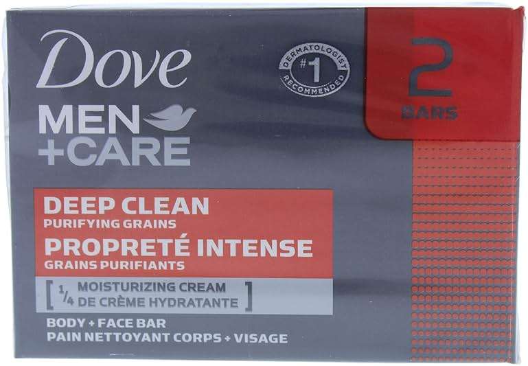 Deep Clean Body and Face Bar by Dove for Men-2 x 4 oz Soap - Image 1