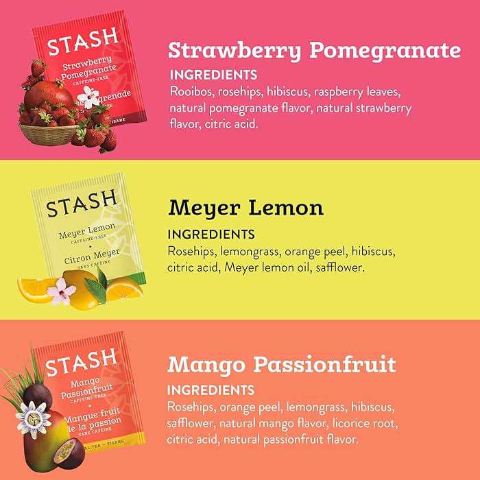 Stash Tea Fruity Herbal Tea 6 Flavor Tea Sampler, 6 boxes With 18-20 Tea Bags Each - Image 2