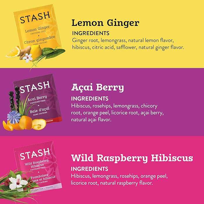 Stash Tea Fruity Herbal Tea 6 Flavor Tea Sampler, 6 boxes With 18-20 Tea Bags Each - Image 3