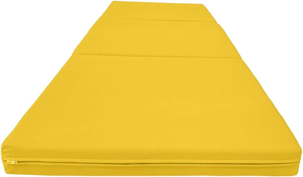 D&D Futon Furniture Trifold Foam Beds, Floor Tri-Fold Bed, Foldable Shikibuton Mattress Cushion Topper Mat for Space Saving Sleepover 3x27x75 in, Yellow - Image 1