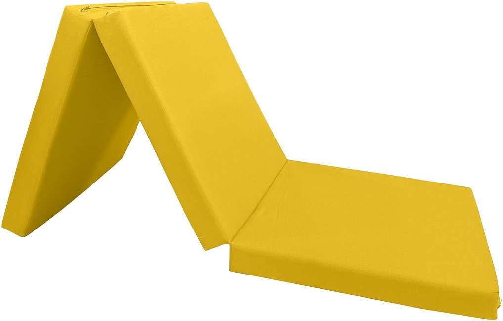 D&D Futon Furniture Trifold Foam Beds, Floor Tri-Fold Bed, Foldable Shikibuton Mattress Cushion Topper Mat for Space Saving Sleepover 3x27x75 in, Yellow - Image 4