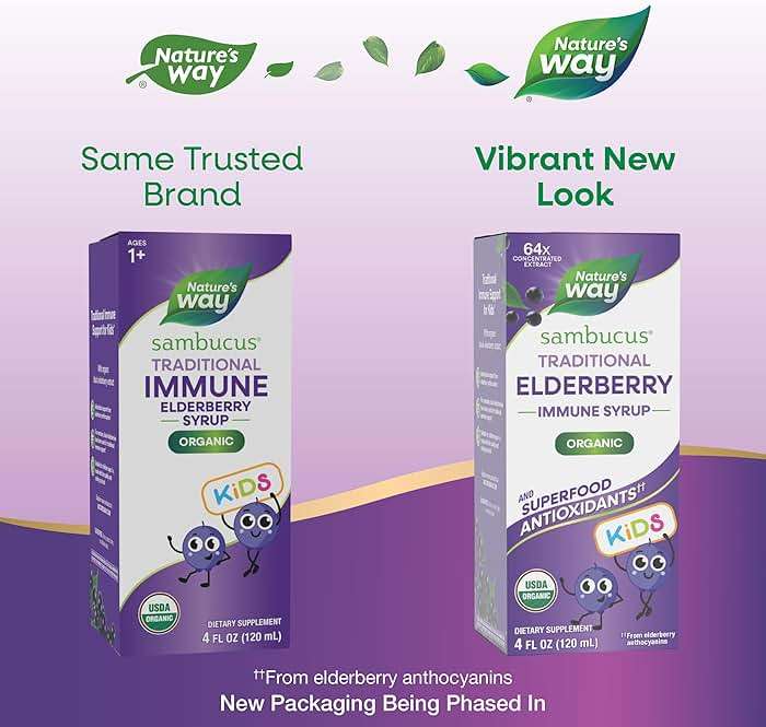 Nature's Way Sambucus Traditional Elderberry Immune Syrup for Kids, Concentrated Black Elderberry Extract, Traditional Immune Support*, with Superfood Antioxidants(1), 4 Fl Oz (Packaging May Vary) - Image 2
