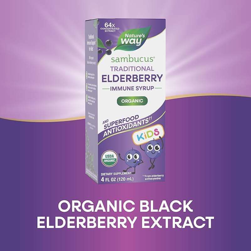 Nature's Way Sambucus Traditional Elderberry Immune Syrup for Kids, Concentrated Black Elderberry Extract, Traditional Immune Support*, with Superfood Antioxidants(1), 4 Fl Oz (Packaging May Vary) - Image 5