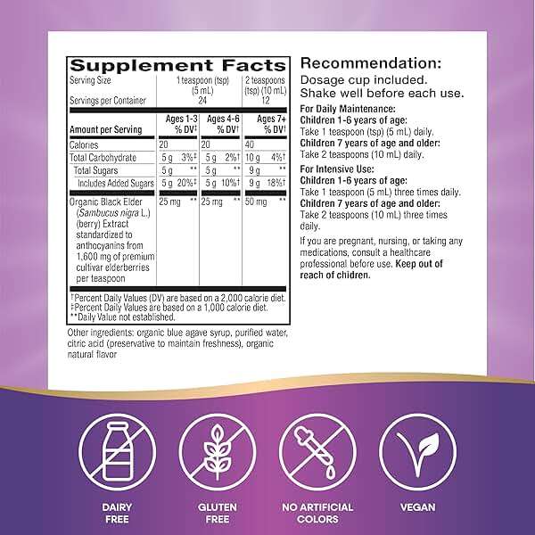 Nature's Way Sambucus Traditional Elderberry Immune Syrup for Kids, Concentrated Black Elderberry Extract, Traditional Immune Support*, with Superfood Antioxidants(1), 4 Fl Oz (Packaging May Vary) - Image 6