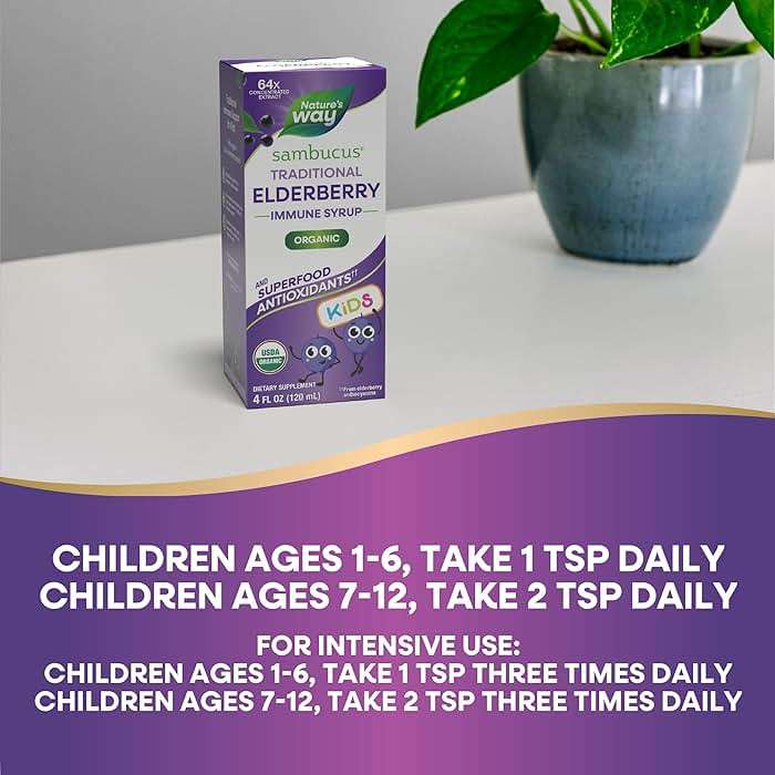 Nature's Way Sambucus Traditional Elderberry Immune Syrup for Kids, Concentrated Black Elderberry Extract, Traditional Immune Support*, with Superfood Antioxidants(1), 4 Fl Oz (Packaging May Vary) - Image 7