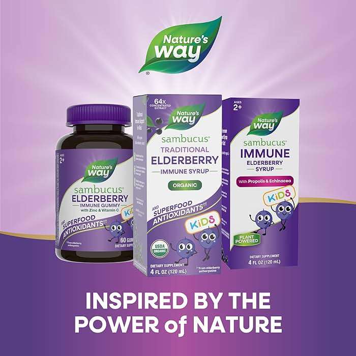 Nature's Way Sambucus Traditional Elderberry Immune Syrup for Kids, Concentrated Black Elderberry Extract, Traditional Immune Support*, with Superfood Antioxidants(1), 4 Fl Oz (Packaging May Vary) - Image 8