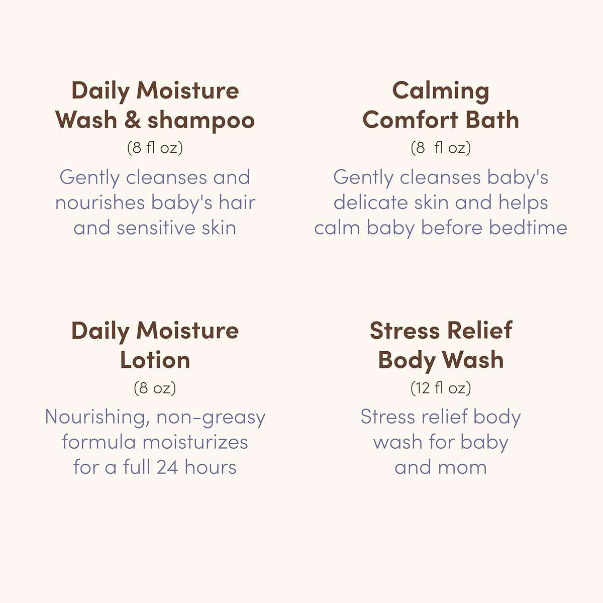 Aveeno Baby Bathtime Solutions Mommy & Me Gift Set, Baby Wash & Shampoo, Calming Bath, Daily Moisturizing Lotion and Stress Relief Body Wash for Mom, Colloidal Oat, Baby Bath Essentials, 4 items - Image 6