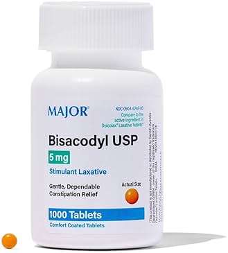 MAJOR Bisacodyl 5 mg - Comfort Coated Stimulant Laxative for Gentle, Dependable, Constipation Relief - 1000 Tablets (1 Pack) - Image 1