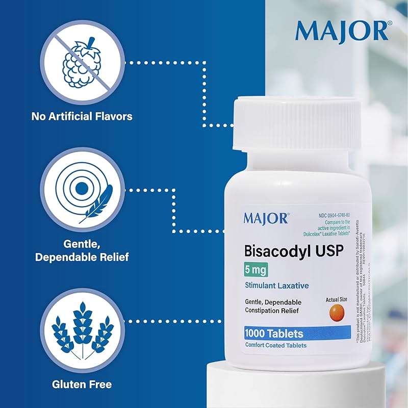 MAJOR Bisacodyl 5 mg - Comfort Coated Stimulant Laxative for Gentle, Dependable, Constipation Relief - 1000 Tablets (1 Pack) - Image 4