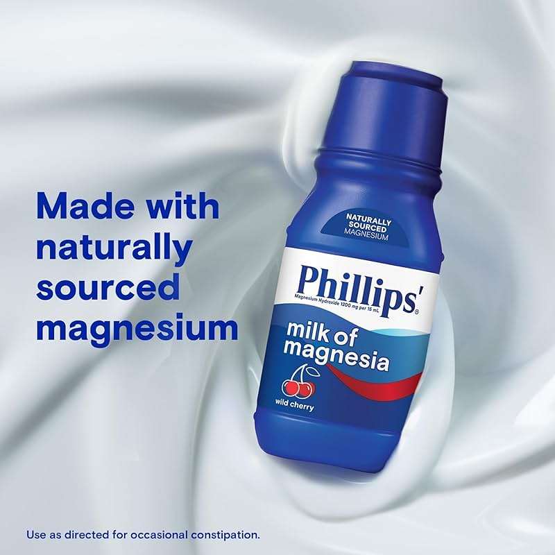 Phillips’ Milk of Magnesia Liquid Laxative, Wild Cherry Flavor, Stimulant Free, Cramp Free Relief of Occasional Constipation*, Effective in 30 minutes - 6 hours, #1 Milk of Magnesia Brand, 26 oz - Image 3